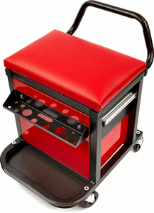 Asiento Acolchado con Almacenamiento Integrado, Capacidad de Carga de 300 lb, Silla con Caja de Herramientas Rodante con Estante de Almacenamiento y Cajones, Rojo/Naranja GAPGAR026 - Product Image 6