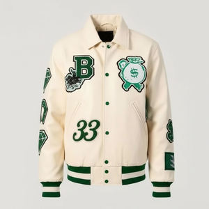 Chaqueta Varsity de Primera Calidad con Bordado Personalizado, Chaqueta de Alta Calidad con Mangas de Cuero y Lana, Estilo Casual, Deportivo o Urbano, Unisex - Product Image 1