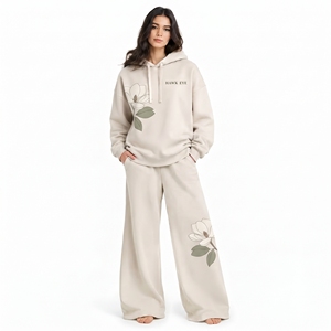 Conjunto de Sudadera Oversize y Pantalones Anchos para Mujer, Estampado Floral, Traje Deportivo de Dos Piezas, Color Personalizado, Estilo Casual para Dama - Product Image 3