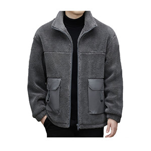 Customized Logo Adjustable Hem Winter <b>Jacket</b> Fashion Zipper Pockets <b>Sherpa</b> <b>Jacket</b> <b>for</b> <b>Men</b> - Product Image 1