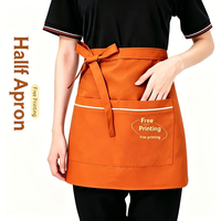 Customizable Polyester Textile Brown Sleeved Apron with 1-4 Pockets Custom Logo & Name for Cleaning Supplies Work Suit