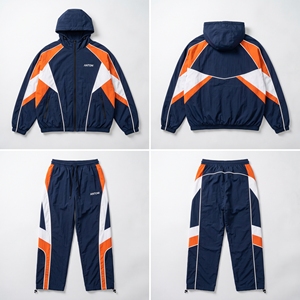 Ensemble survêtement coupe-vent personnalisé OEM pour homme, veste et pantalon 2 pièces, nylon léger - Product Image 5