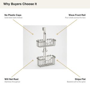 Organizador de Ducha de Acero Cepillado Hecho a Mano de 26 cm con Remate de Bola Kavach, Sin Tapas de Plástico, Decoración para Hogar/Hotel - Product Image 5
