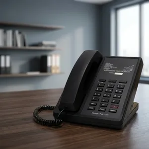 Téléphone de bureau noir avec clavier et écran d'affichage, en plastique, pour équipements hôteliers - Product Image 5