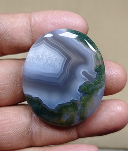 Esfera de Cristal de Ágata Musgosa Natural, Piedra Pulida Ovalada con Druzy, Gema para Decoración del Hogar o Regalo - Product Image 2