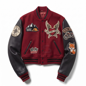New Hot Selling Custom Cool Style Wool <b>Winter</b> Varsity <b>Jackets</b> Baseball letterman <b>Jacket</b> for women lady crop Wholesale Customized - Product Image 6