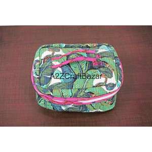 ชุดกระเป๋าเครื่องสำอางผ้าฝ้ายพิมพ์ลายดอกไม้แบบเย็บติดกัน พร้อมซิปปิด  สำหรับผู้หญิง - Product Image 5