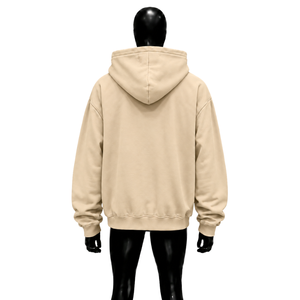 Sudadera con capucha beige extragrande con cremallera y logo de signo de dólar, diseño gráfico de streetwear personalizado, unisex, informal, a la moda, en oferta. - Product Image 2
