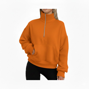 Sudadera de cuello medio con cremallera de felpa para mujer, estilo universitario, de moda urbana, para otoño e invierno, de secado rápido, transpirable, con letras, personalizada - Product Image 2