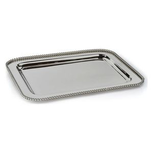 Bandeja de servicio de lujo en color plata brillante con forma rectangular y asas elegantes perfectas para servir bebidas y aperitivos - Product Image 5