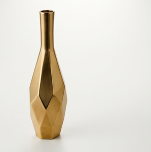 Vase à fleurs géométrique moderne en métal doré, centre de table décoratif de luxe pour mariage, maison, hôtel, fournisseur en gros - Product Image 1