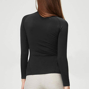 Women's Long Sleeve Scoop Neck Yoga <b>Top</b> Solid Color Breathable Spandex Polyester Skinny Fit Activewear Shirt - Product Image 4