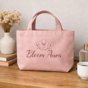 Bolsa de tela reciclada personalizada, tamaño estándar, 12 oz, de lona de algodón, azul liso, reutilizable, para compras, con base acanalada. - Product Image 1
