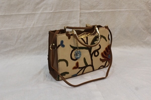 Embroidered ari work Square PU Leather Tote Bag Floral Pattern Shoulder <b>Handbag</b> Carryall for Daily Use and Travel - Product Image 5