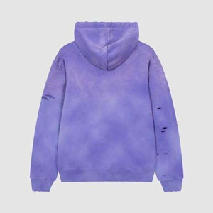 Sweat à capuche streetwear coupe classique, logo personnalisé, effet vieilli et délavé, 100% coton molletonné 300g, hiver, écoresponsable - Product Image 2
