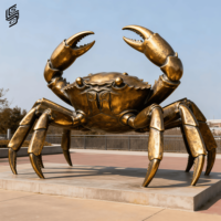 Grandes sculptures de crabes en bronze coulé, artisanat métallique, sculptures d'animaux pour la décoration extérieure de plage