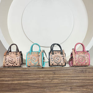Bolsos de Lona de Cuero Genuino Hechos a Mano Estilo Occidental, de Gran Venta, Nuevos Bolsos Cruzados de Cuero Turquesa Estilo Vaquero - Product Image 5