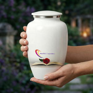 Premium 200 cu in Adult Cremation <b>Urns</b> <b>Large</b> White Aluminum Funeral Vase Secure Threaded Lid Metal Memorial for Human Ashes Jars - Product Image 4