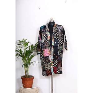 ชุดกิโมโนผ้าไหมหรูหราแบบแพทช์เวิร์ค งานแฮนด์เมดสไตล์โบฮีเมียน เสื้อคลุมกิโมโนสั้นสำหรับผู้หญิง ของขวัญสุดเพอร์เฟกต์ เสื้อคลุมฤดูร้อนน้ำหนักเบา - Product Image 1