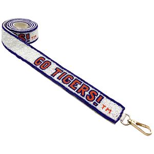 Sac bandoulière GO TIGERS de haute qualité, fait main, avec sangle perlée, taille personnalisable, en tissu de coton unique, broderie d'équipe - Product Image 1