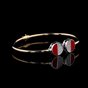 Modern <b>Red</b> Enamel and Diamond Open Bangle <b>Bracelet</b> for Women Cuff <b>Bracelet</b> Luxury Custom Jewelry OEM Manufacturer - Product Image 1