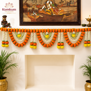 Artificial Metal Marigold <b>Flower</b> Toran Door Hanging Indian Wedding Diwali Indoor Outdoor Festive Home <b>Decor</b> Garlands - Product Image 2