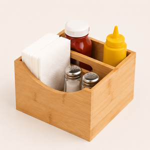 Eco-Friendly Cutlery Holder With 3 Compartments Natural Wooden Utensil <b>Caddy</b> & Silverware Organizer For <b>Kitchen</b> Countertop - Product Image 6