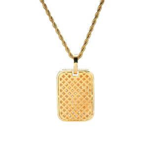 925 <b>Silver</b> Moissanite Pendant Iced Out Rectangular <b>Charm</b> Round Brilliant Cut Hip Hop Jewelry - Product Image 2
