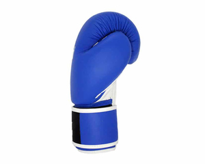 Gants de boxe professionnels bleus personnalisables avec logo imprimé, protection UV, respirants, sangle de poignet réglable, cuir de vache véritable - Product Image 5