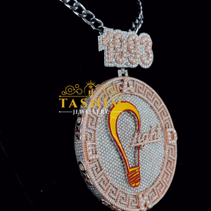 Pendentif Ampoule Émaillée 1993 Moissanite Iced Out Or Rose Hip Hop Ape Shopping Bag SD Topper Micro Sertie Collier Breloque Homme - Product Image 3