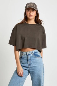 เสื้อยืดครอปผู้หญิง คอตตอน ทรงหลวม สไตล์สตรีทแวร์ แขนสั้น คอกลม ลายบล็อกสีสันสดใส เหมาะสำหรับใส่ในชีวิตประจำวันช่วงฤดูร้อน - Product Image 5