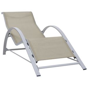 Crema Textilene y Aluminio Tumbona Premium Mobiliario Exterior - Product Image 1