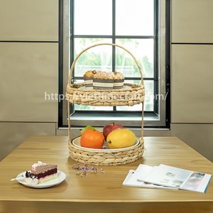 Bandeja Tejida de 2 Niveles de Jacinto de Agua, Bandeja de Servicio y Exhibición Natural Hecha a Mano, Venta al por Mayor de Artesanía de Vietnam - Product Image 4