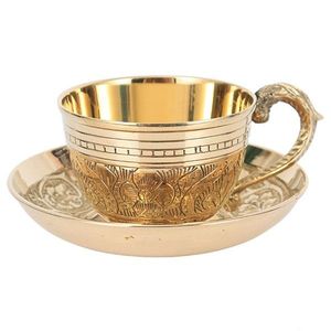 Mug à boire en cuivre pur martelé avec soucoupe, tasse Moscow Mule faite à la main, tasse ayurvédique pour eau, thé, café, fabricant en gros, OEM - Product Image 1