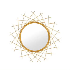 Espejo de Pared Metálico de Diseño de Lujo, Espejo de Pared de Hierro para Sala de Estar, Forma Redonda, Marco Dorado, Espejo Decorativo de Pared al Mejor Precio en India - Product Image 2