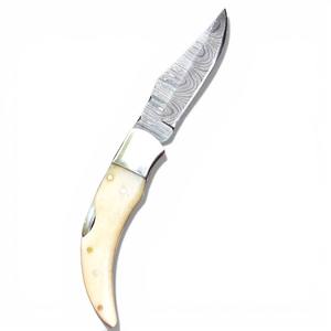 Couteau de survie de camping en acier Damas, manche ergonomique, magnifique étui en cuir, lame à pointe tombante, fabrication industrielle ODM/OEM - Product Image 1