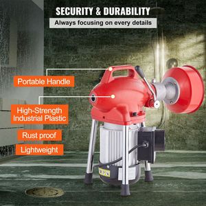Macchina per la Pulizia degli Scarichi con Alimentazione Manuale da 370W, 120FT x 5/8In, con Spirale Sezionale per una Pulizia Efficace degli Scarichi - Product Image 6