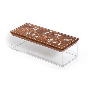 Boîte de rangement décorative multifonctionnelle de luxe moderne et durable, faite à la main, en bois d'acacia, nacre et acrylique, personnalisable, pour le Ramadan - Product Image 4