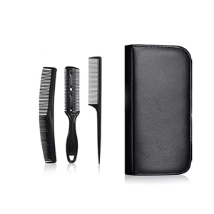 Kit de ciseaux de barbier de qualité supérieure en titane bleu, rasoir de barbier et ciseaux à effiler en acier métallique avec peigne - Product Image 5