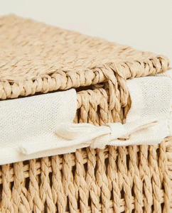 Atractivo Juego de Cestas Cuadradas de Almacenamiento de Seagrass Premium al por Mayor, Contenedor Tejido a Mano con Tapa y Forro para Decoración del Hogar - Product Image 3