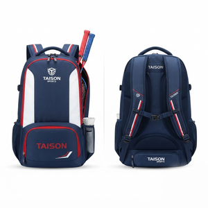 กระเป๋าแบดมินตัน TAISON SPORTS รุ่นพรีเมียม 420 GSM PU ความจุ 30-40 ลิตร สีกรมท่า ขาว แดง  โลโก้สั่งทำได้  แบบสองช่อง - Product Image 1