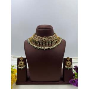Madhavi Traditional Premium Gold-Plated Necklace Earring & Ring Set for Festivals - Product Image 2