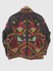 Chaqueta de Algodón con Bordado Floral a Mano, Cuello Mandarín, Manga Larga, Estilo Prairie Chic para Adultos, Otoño - Product Image 2