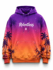 Sudadera con Capucha Personalizada con Gráfico Retro de Coche al Atardecer, Sudadera Holgada de Estilo Urbano, Unisex, OEM, ODM - Product Image 1
