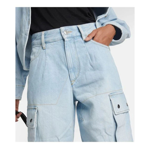 Wholesale FITME SPORTS Latest Casual High Waist Eco-Friendly Lightweight Terry Cargo Pants Button Fly 100% Cotton Summer Women - Product Image 2