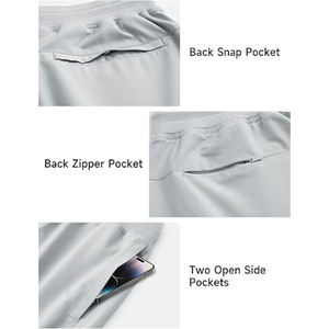 Men's Light Gray Oxford Cotton Bermuda Shorts Mid Waist <b>Elastic</b> Closure Casual Solid Color Pockets Breathable Woven Fabric - Product Image 6