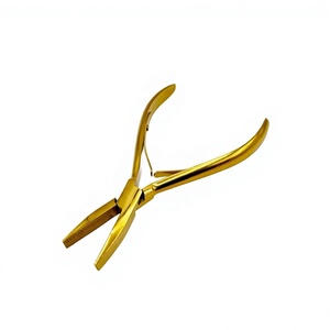 Pince à cheveux professionnelle pour extensions, en acier inoxydable plaqué or, avec logo personnalisé, outils de coiffure faits à la main - Product Image 1