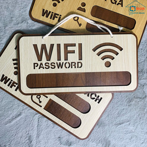 Letrero de Contraseña WiFi de Madera, Rectangular, Decoración Rústica para el Hogar, Placa de Pared con Ranuras para Iconos - Product Image 2