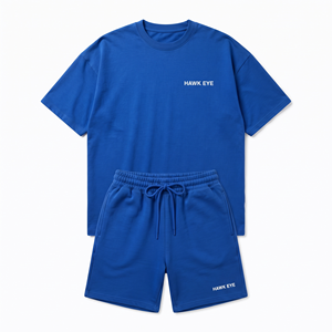 Ensemble de t-shirts et shorts pour hommes de haute qualité, couleur unie, 240 g, manches courtes, anti-UV, antibactérien, surdimensionné, personnalisable - Product Image 4