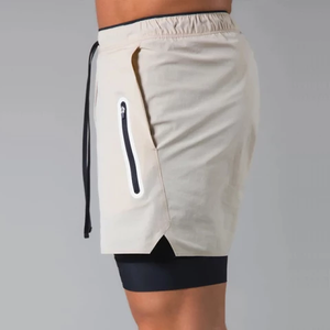 Shorts de loisirs pour hommes avec logo personnalisé, séchage rapide, respirants, en toile, pantalons de sport athlétiques à taille élastique pour la course à pied - Product Image 2